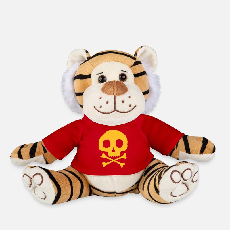 Schädel und Knochen - Plüschtiger - Rot