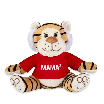 Mama von 2 Kindern - Awesome Mom Geschenk für Muttertag - Plüschtiger - Rot - Vorne