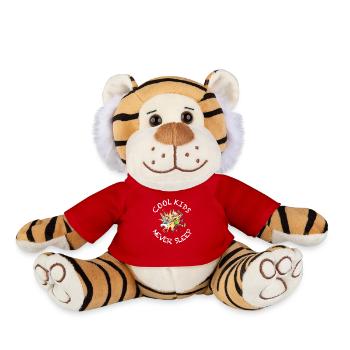 Cool Kids Never Sleep Shirt white - Plush Tiger - red - Front