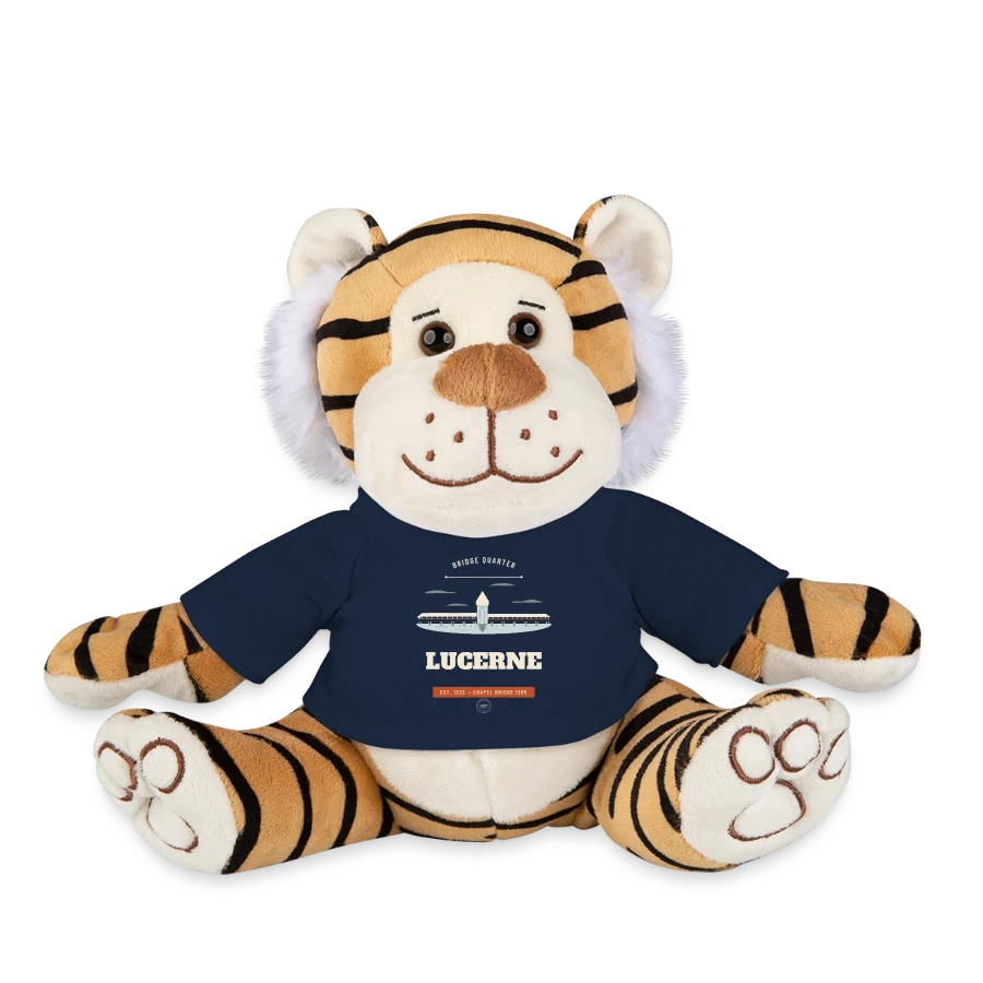Lucerne badge on a plush tiger, french navy