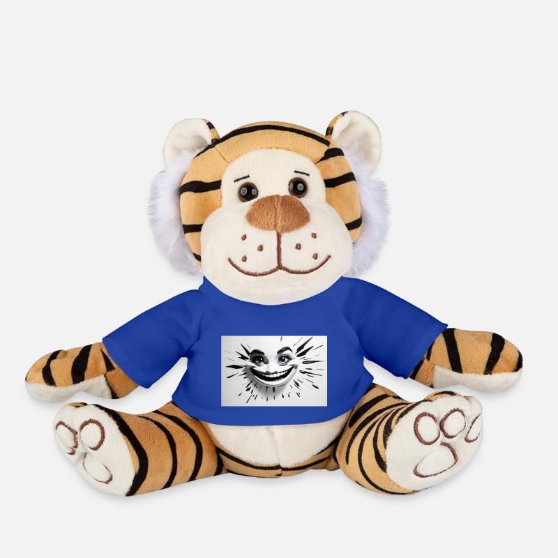 Absolute Reality crazy smile black white - Plush Tiger - royal blue