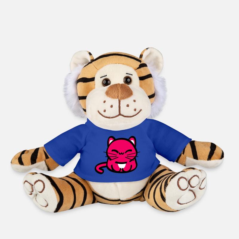 Chat sourire - Peluche Tigre - bleu roi