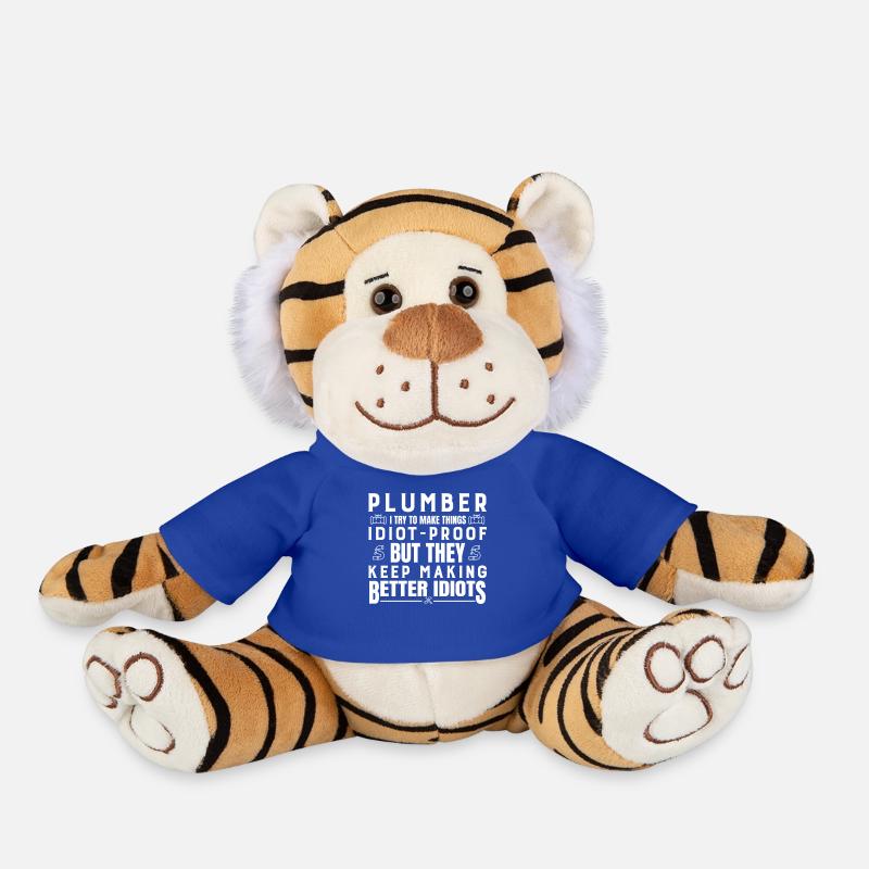 Heating engineer gift system mechanic plumber - Plush Tiger - royal blue