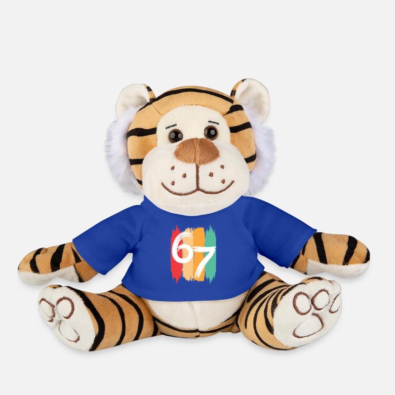 Six Seven Kids Meme 6 7 - Plush Tiger - royal blue