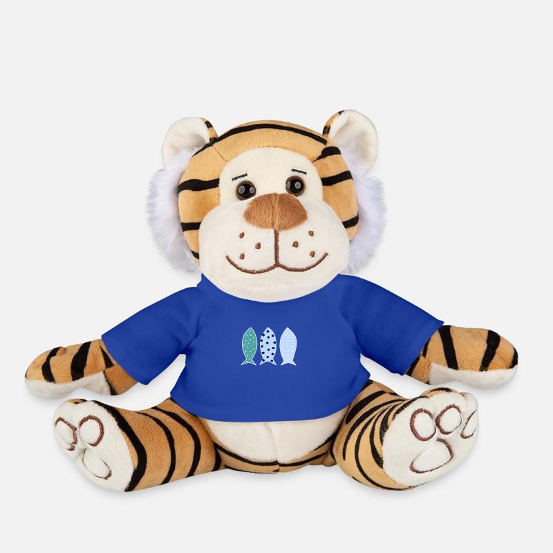 3 fish striped blue - Plush Tiger - royal blue