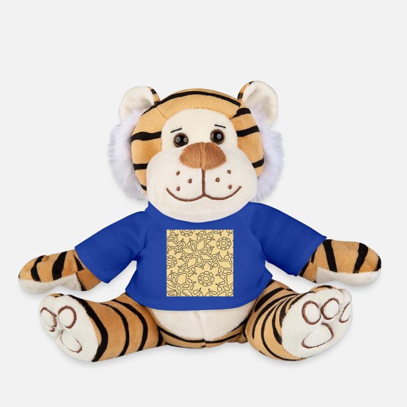 Geometric floral pattern for embroidery fabrics - Plush Tiger - royal blue