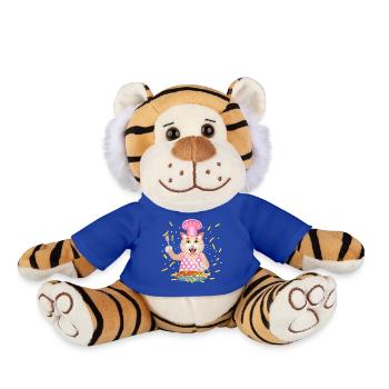 greedy cat - Plush Tiger - royal blue - Front