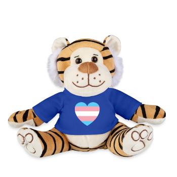 Trans Pride flag heart shape, transgender - Plush Tiger - royal blue - Front