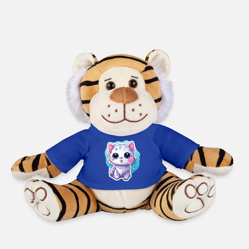 "Space Kitty: Floatastic & Adorable!" - Plush Tiger - royal blue