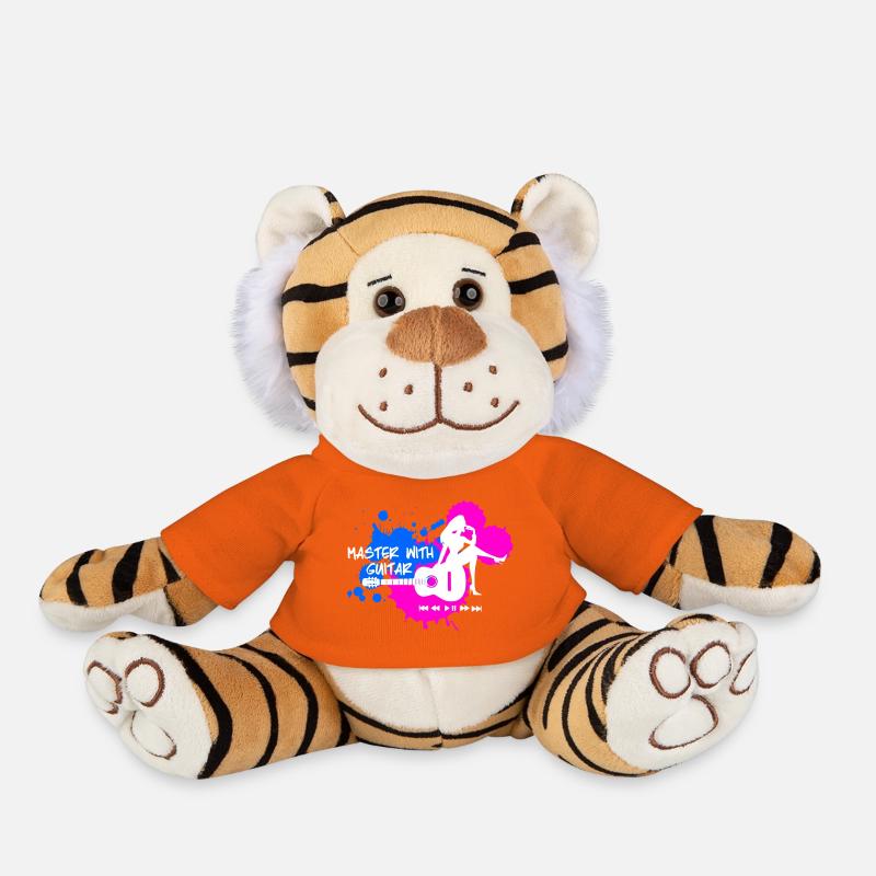 Master with guitar - Blue Pink White - Plush Tiger - golden orange