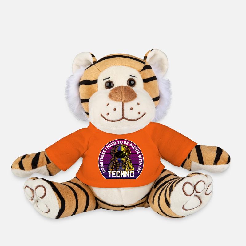 Techno Astronaut Circle Badge - Plush Tiger - golden orange