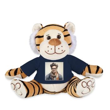 Portrait with colored scarf - Plush Tiger - french navy - Front