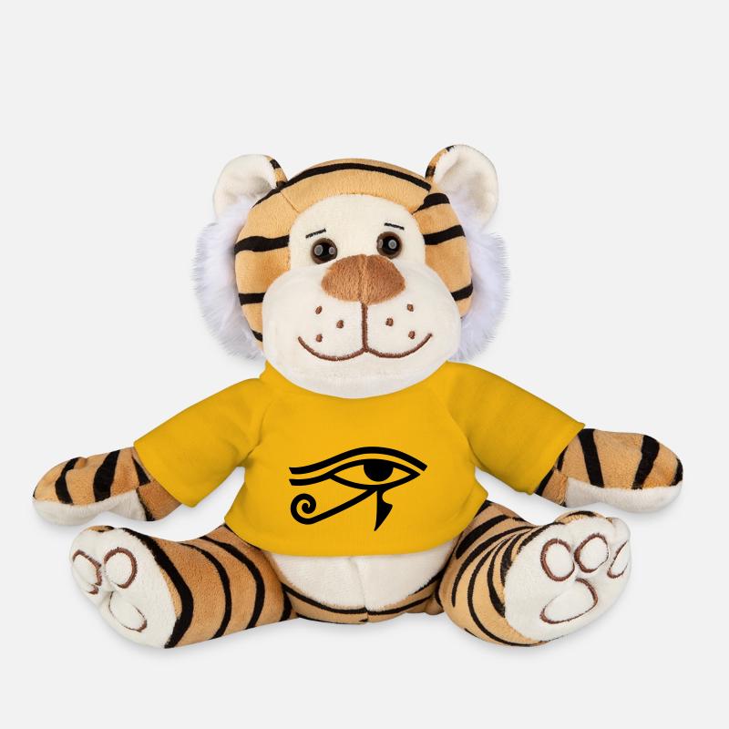 Œil de Horus Hiéroglyphe égyptien - Peluche Tigre - jaune soleil