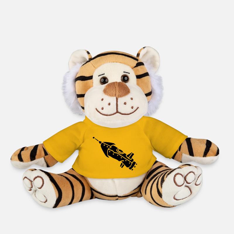 space shuttle space ship Rakete rocket satellite - Peluche Tigre - jaune soleil