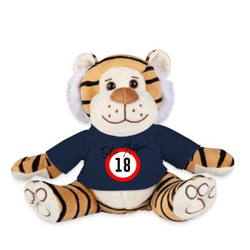 18e anniversaire Enfin dix-huit ans - Peluche Tigre - jaune soleil - Devant