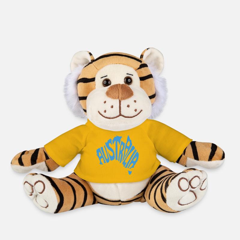 Australia Map Artistic Typography Design - Plush Tiger - sun yellow