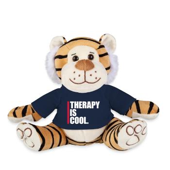 therapy is cool Quote - Plush Tiger - french navy - Front