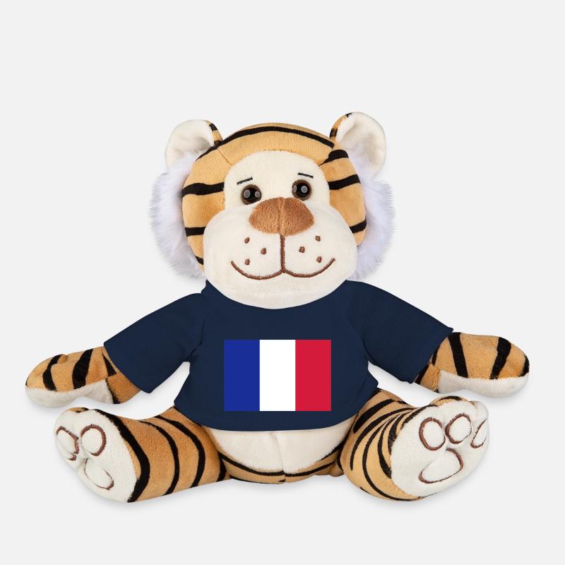 Drapeau de la France - Peluche Tigre - bleu marine