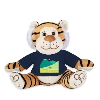Le printemps dans les champs de canola de Jeju et Hallasan - Peluche Tigre - bleu marine - Devant