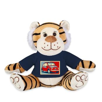 Voiture italienne 500 vintage - Peluche Tigre - bleu marine - Devant