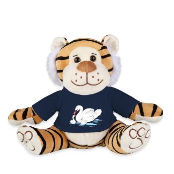 Weiße Schwanenmutter und ihre beiden Babys - Plüschtiger - French Navy - Vorne