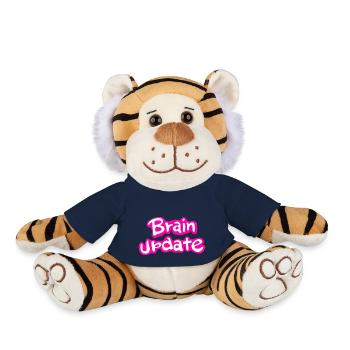 Brain Update Police de bande dessinée rose. - Peluche Tigre - bleu marine - Devant