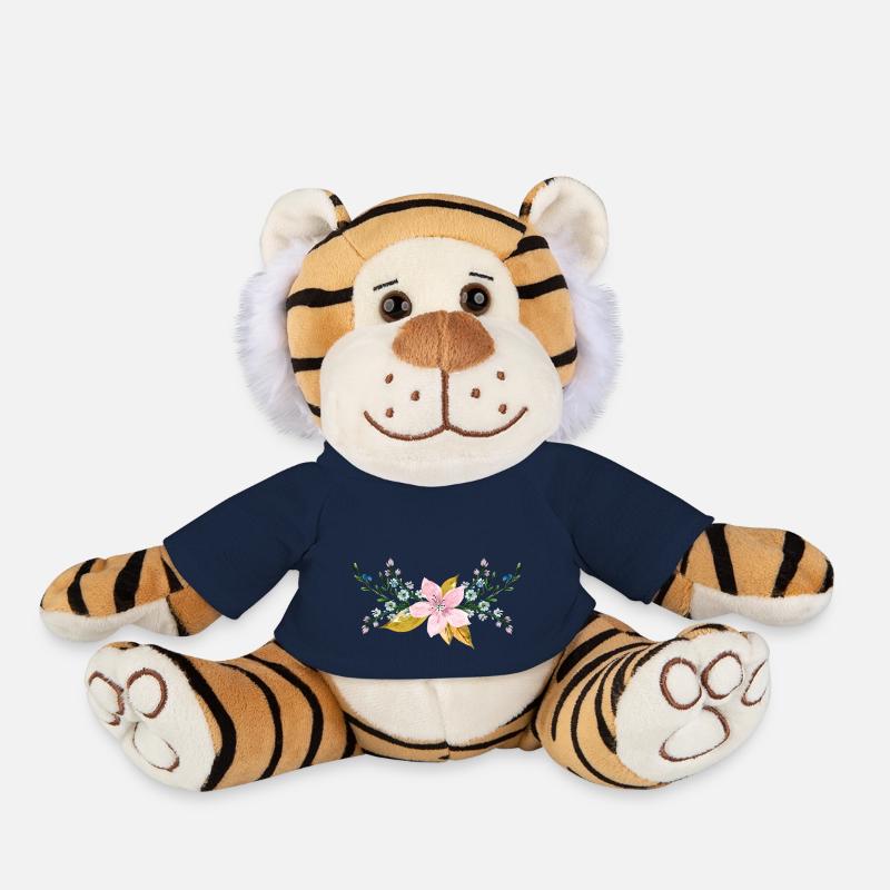 Fleurs - Peluche Tigre - bleu marine