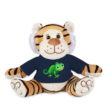 Chameleon green colorful and funny - Plush Tiger - french navy - Front