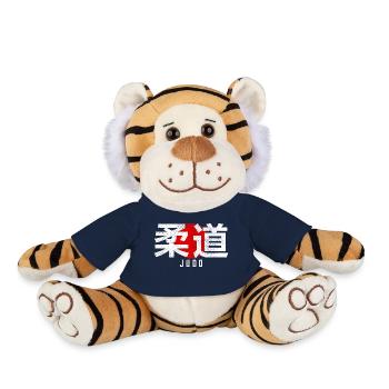 Judi kanji Logo d’art martial japonais dojo - Peluche Tigre - bleu marine - Devant