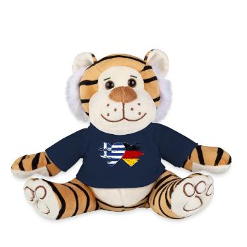 Greece Germany Flag used heart - Plush Tiger - french navy - Front