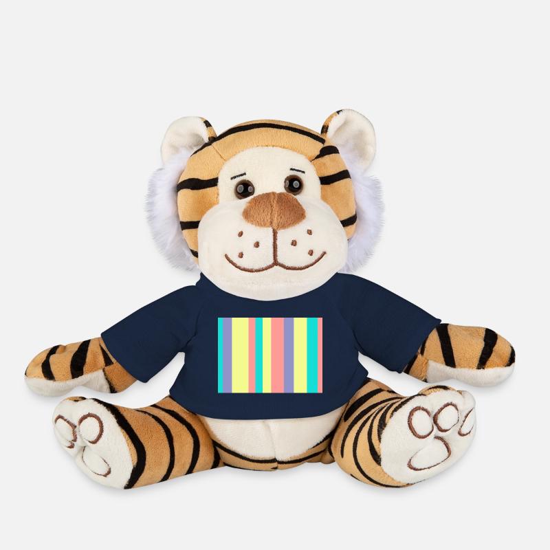 Mélange de couleurs rayées pastel - Peluche Tigre - bleu marine