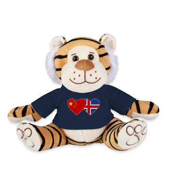 China Iceland Flag Heart - Plush Tiger - french navy - Front