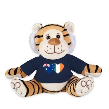 Australia Ireland Flag Heart - Plush Tiger - french navy - Front
