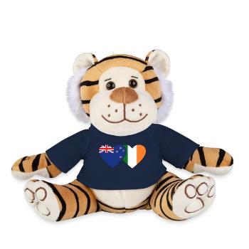 Nouvelle-Zélande Irlande Flag Heart - Peluche Tigre - bleu marine - Devant