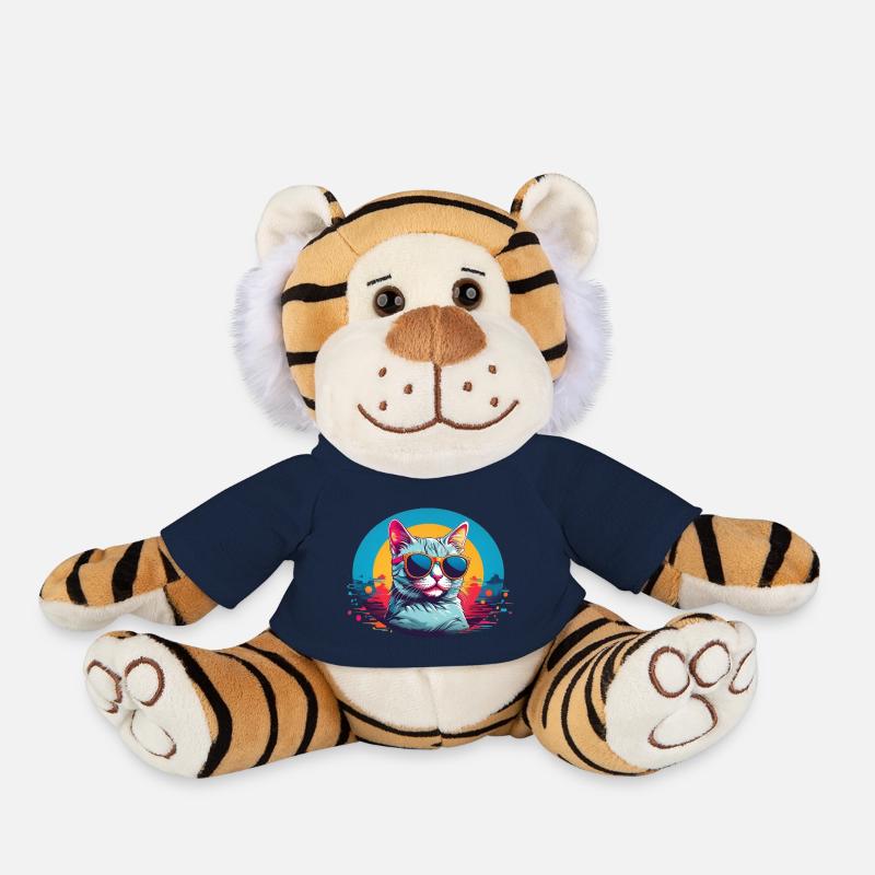 Cool Cat with Sungalsses - Plush Tiger - french navy