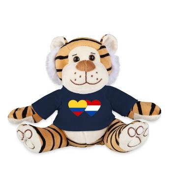 Colombia Holland Flag Heart - Plush Tiger - french navy - Front