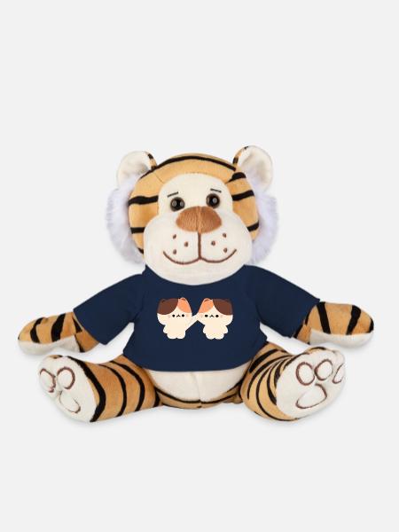Tortie Cat Couple - Plush Tiger - french navy
