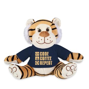 Coffee Coding Programmer Coder Developer Nerd Coff - Plush Tiger - french navy - Front