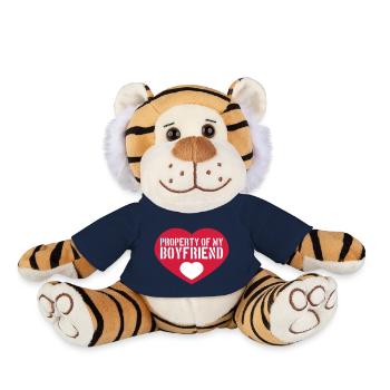 heart symbol Property of my boyfriend warning hinwe - Plush Tiger - french navy - Front