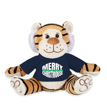 santa dinosaur fan birthday present idea comic - Plüschtiger - French Navy - Vorne
