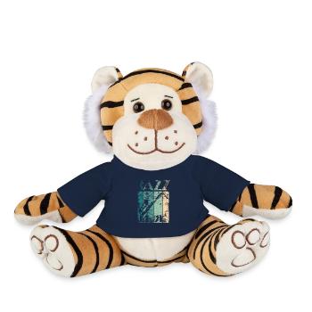 Jazz Vintage Saxophonist Gift - Plush Tiger - french navy - Front
