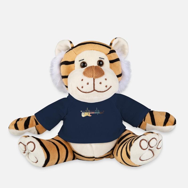 Rock Pulsfrequenz Rock and Roll Musique Guitare - Peluche Tigre - bleu marine