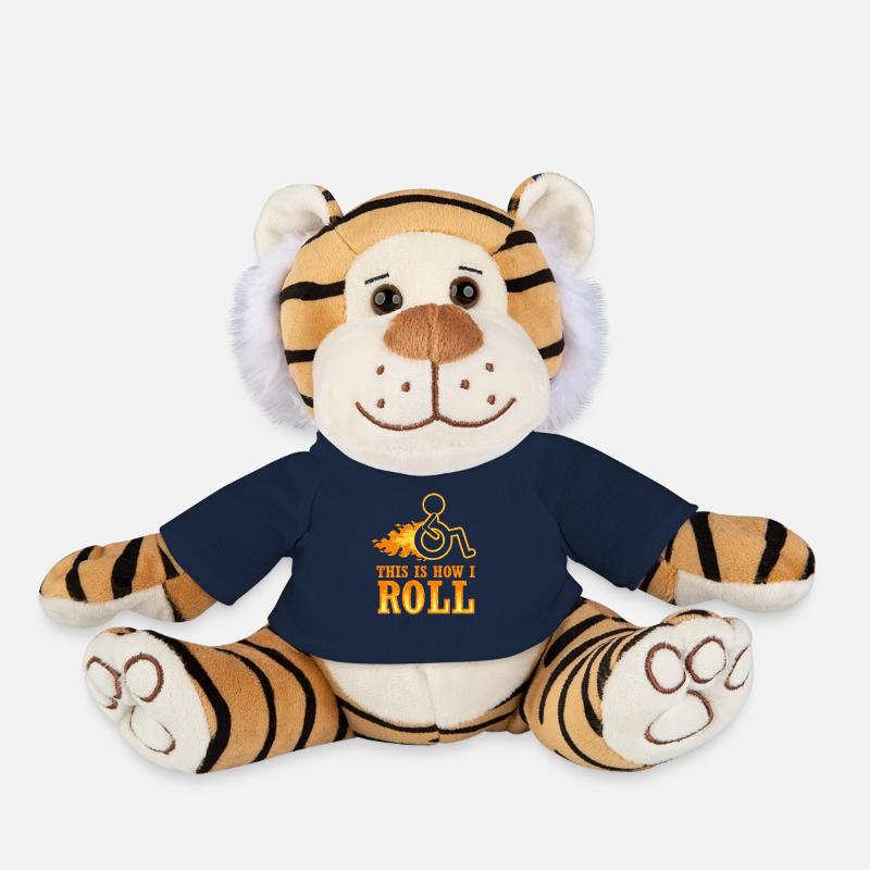 Wheelchair wheelchair user disability gift - Plush Tiger - french navy