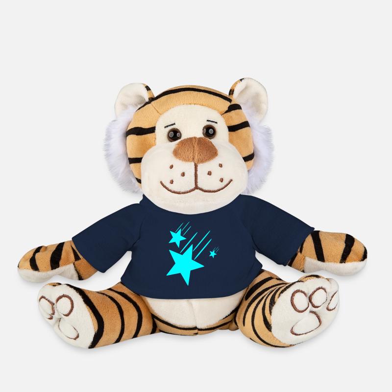 3 Turquoise Stars - Plush Tiger - french navy