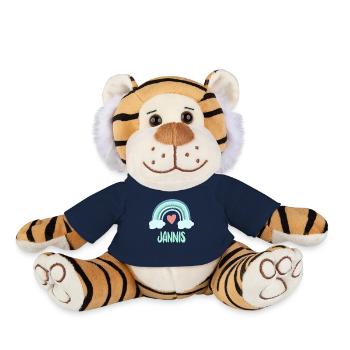 Janni's Name Rainbow Baby - Plush Tiger - french navy - Front