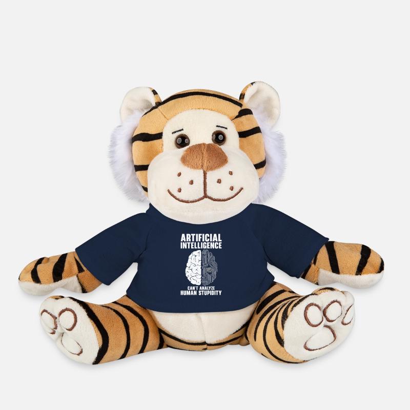 Programmeur d’intelligence artificielle Cerveau - Peluche Tigre - bleu marine