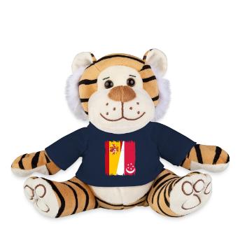 Spain Singapore flag - Plush Tiger - french navy - Front