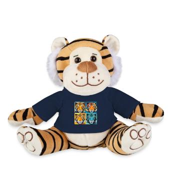 Tigre d’illusion d’optique : un op art et l’Art nouveau - Peluche Tigre - bleu marine - Devant