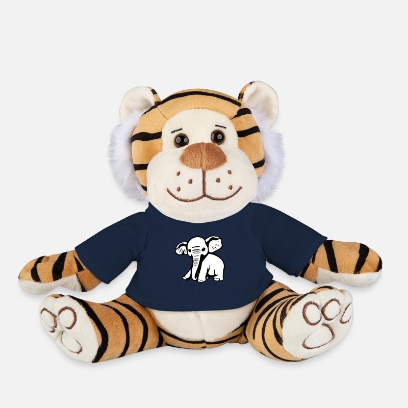 Bébé éléphant dans un style de bande dessinée - Peluche Tigre - bleu marine