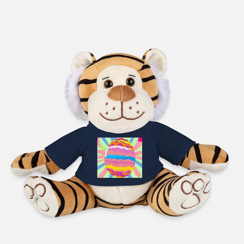Œuf de Pâques coloré - Peluche Tigre - bleu marine